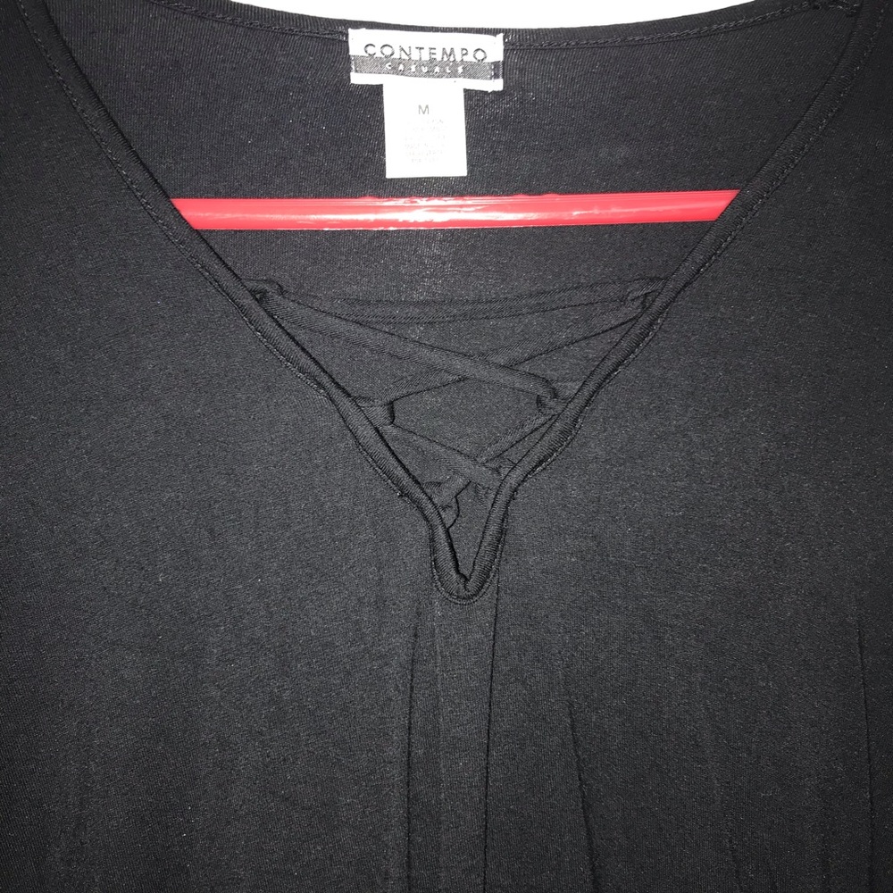 Black Long Sleeve V Neck Top - Picture 2 of 3